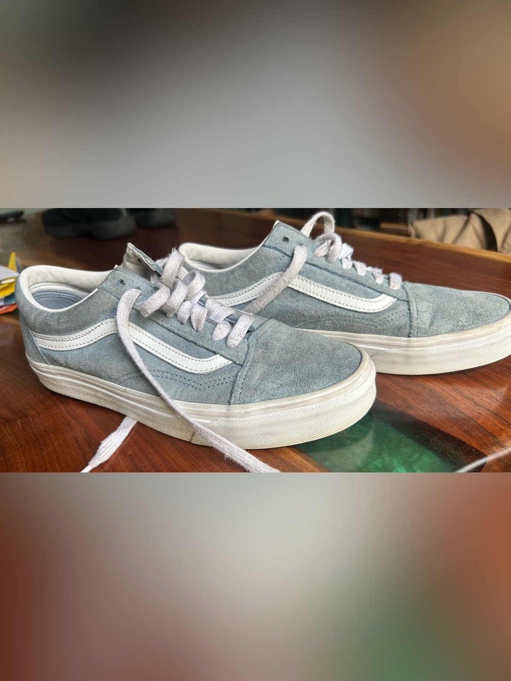 Barely worn excellent condition blue-grey suede Vans Brooklyn sneaker, women 8.5